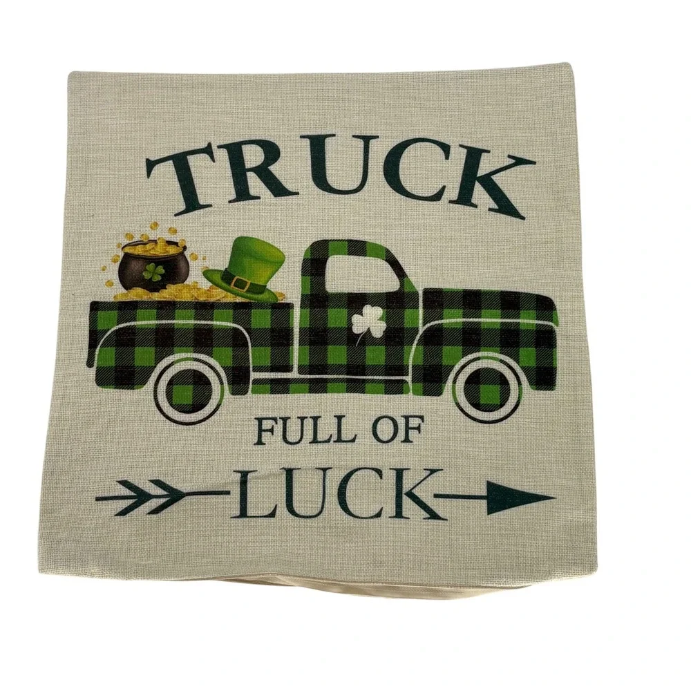 St Patricks Day‎ Pillow Covers Set of 4 Green Buffalo Plaid Luck Decor Shamrock